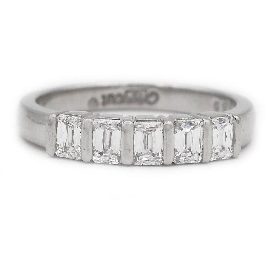 Vintage Platinum Criss Cross Diamond Wedding Band