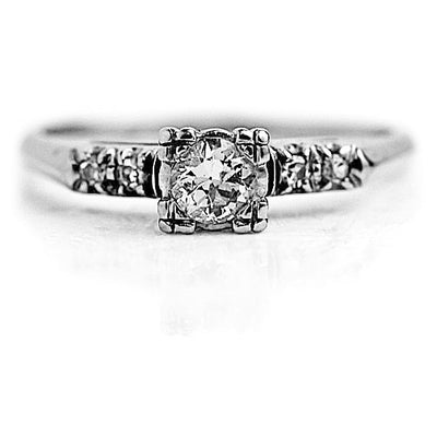 Mid-Century .40 CTW Euro Cut Diamond Vintage Diamond Engagement Ring