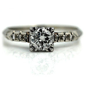 1950s Vintage Diamond Engagement Ring with Side Stones