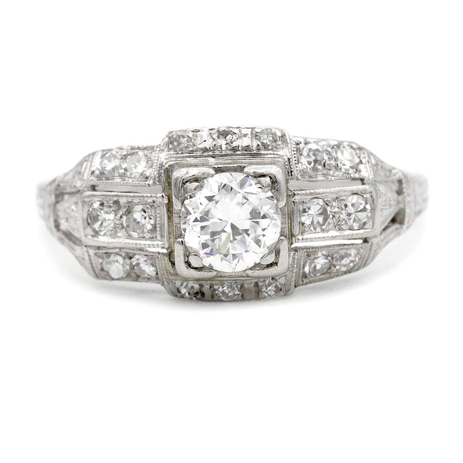 The Catherine Ring | Original 1930s Art Deco .35ct F-VS2 Diamond in Platinum
