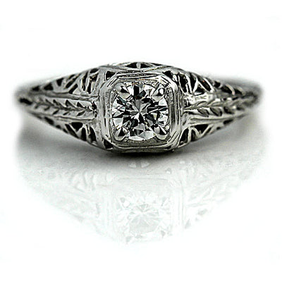 Vintage .30 CTW Solitaire Art Deco Engagement Ring Open Metal Work