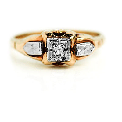 Mid-Century .10 CTW Rose Cut Diamond Antique Engagement Ring