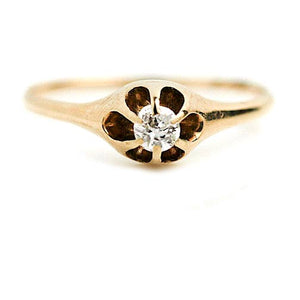 Victorian .20 CTW Six Prong Antique Diamond Engagement Ring - Vintage Diamond Ring