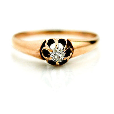 Victorian .15 CTW 14 Karat Rose Gold Diamond Antique Engagement Ring