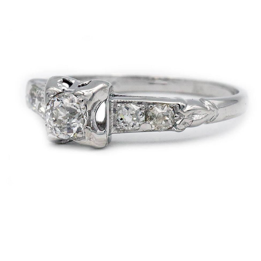 Vintage .42 CTW Five Stone Old Mine Cut Antique Engagement Ring