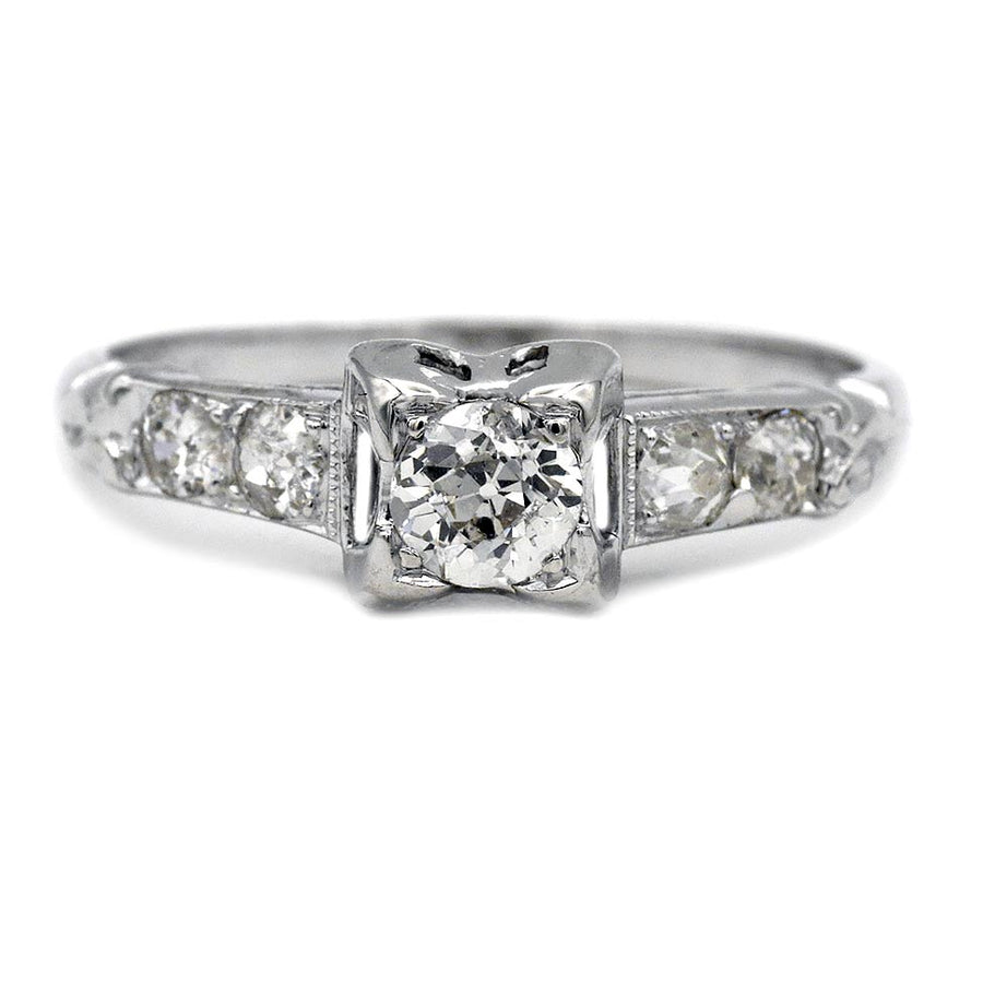 Vintage .42 CTW Five Stone Old Mine Cut Antique Engagement Ring