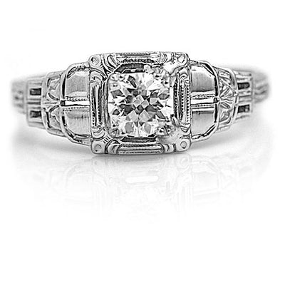 Vintage .60 CTW Solitaire Art Deco Engagement Ring 