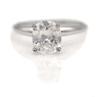 Vintage Cushion Cut Diamond Solitaire Engagement Ring 2.14 Ct with Enhancement