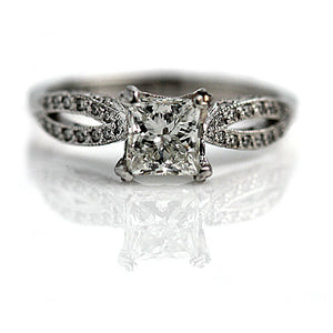 Vintage 1.31 CTW Tacori Princess Cut Diamond Mid-Century Engagement Ring
