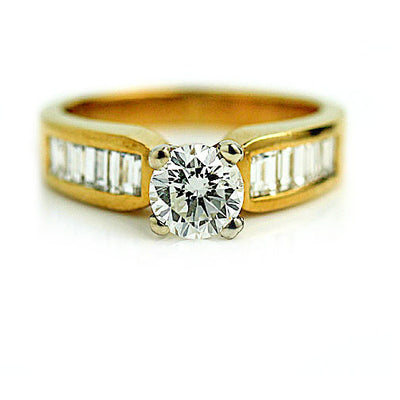 Mid-Century 1.51 CTW 14 Karat Yellow Gold Diamond Channel Set Vintage Engagement Ring