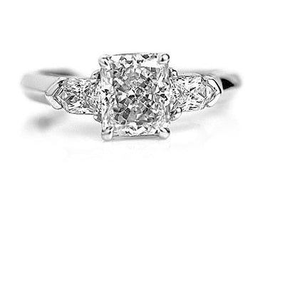 Mid-Century 1.81 CTW Radiant Bullet Cut Diamond Platinum Vintage Engagement Ring