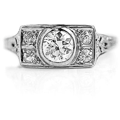 Unique .62 CTW Antique Bezel Set Art Deco Engagement Ring