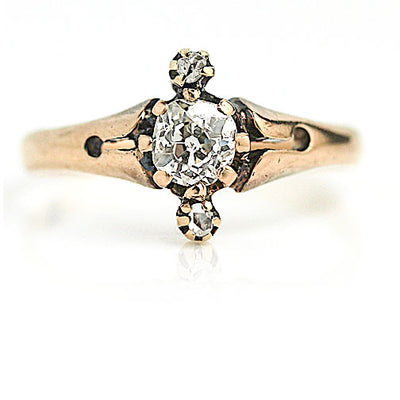 Victorian .44 CTW Old Mine Cut Rose Cut Diamond 19th Century Engagement Ring