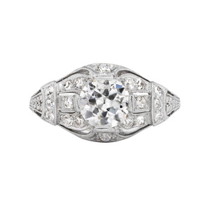 Art Deco 1.42 CTW Old European Cut Diamond Platinum Antique Engagement Ring GIA J/SI2 - Vintage Diamond Ring