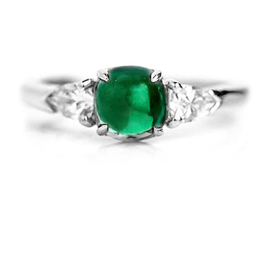 Mid-Century 1.60 CTW Emerald Bullet Cut Diamond Vintage Engagement Ring