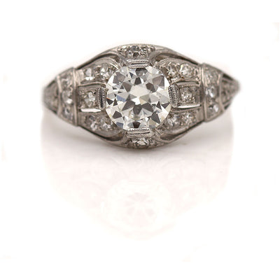 Antique Old European Cut Diamond Engagement Ring 1.06 Ct GIA J/SI2