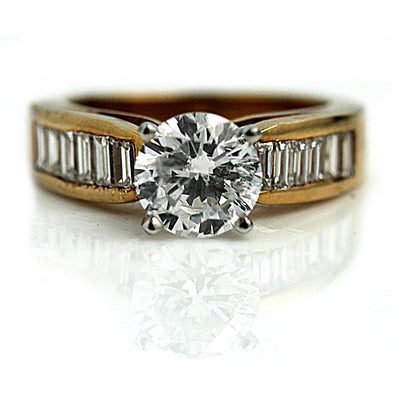 1.43 ct Mid-Century Diamond Engagement Ring with Baguettes