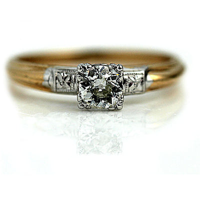 .40 Carat Vintage Two-Tone Solitaire Diamond Ring