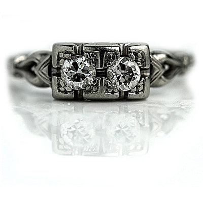 Art Deco Two Diamond Engagement Ring signed Lambert Brothers