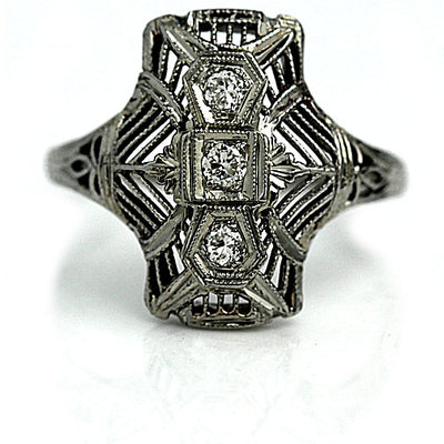 Rectangular Art Deco Diamond Cocktail Ring