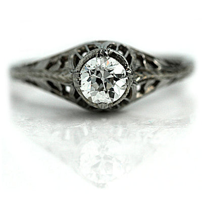 Antique Solitaire Engagement Ring with Double Prongs
