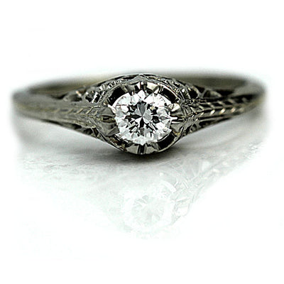 Intricate Diamond Solitaire Engagement Ring