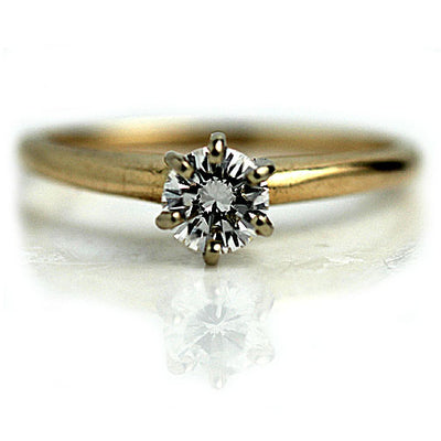 Six Prong Vintage Solitaire Transitional Cut Diamond Ring .45 Ct