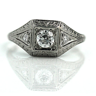 Intricate Art Deco Filigree Engagement Ring