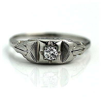 Old European Cut Diamond Engagement Ring - Minimalist Engagement Ring