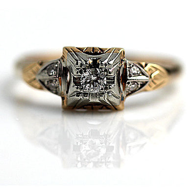 Illusion Set Diamond Engagement Ring with Side Stones  