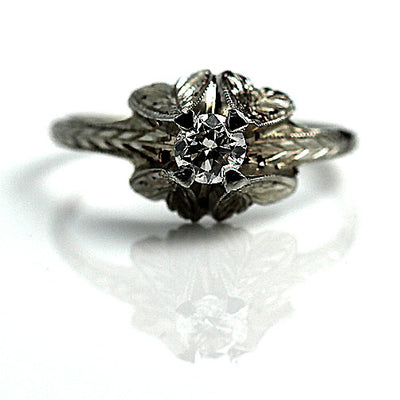 Art Deco Engagement Ring with Filigree Band
