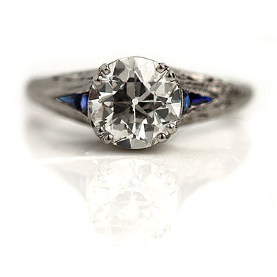 Antique Diamond Engagement ring with Sapphires