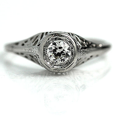 Diamond Engagement Ring with Open Work Gallery - Vintage Diamond Ring