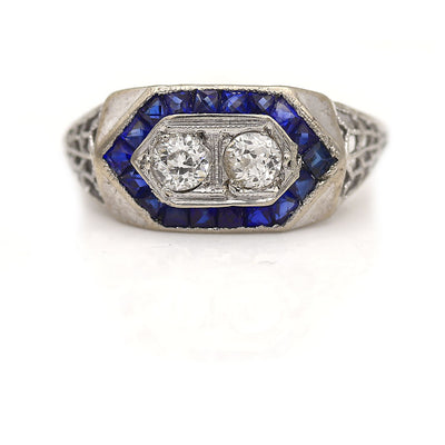 Unique Diamond & Sapphire Wedding Ring