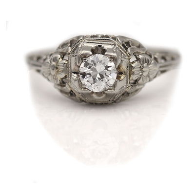 Hand Crafted Vintage Floral Engagement Ring