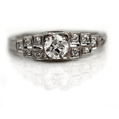 Art Deco Split Shank Diamond Engagement Ring