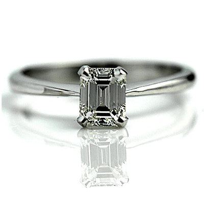 Mid-Century .81 Carat GIA Emerald Cut Diamond Ring K SI1 - Vintage Diamond Ring