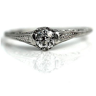 Solitaire Engagement Ring with Filigree Engravings