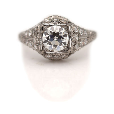 Art Deco Platinum Filigree Engagement Ring