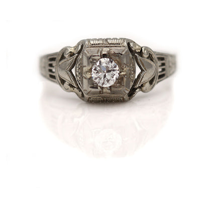 Vintage Diamond Engagement Ring with Filigree