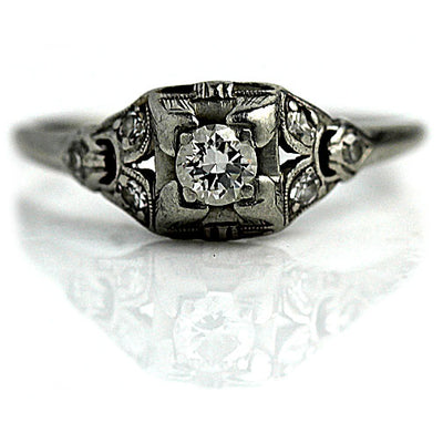 Platinum Diamond Engagement Ring with Split Shank