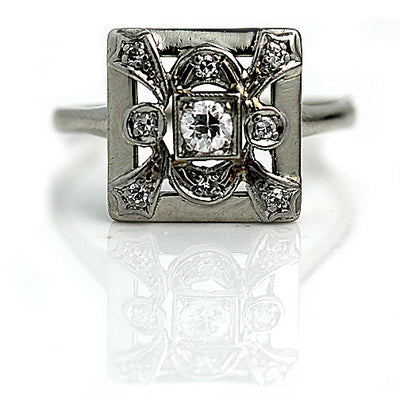 Vintage Square Diamond Engagement Ring