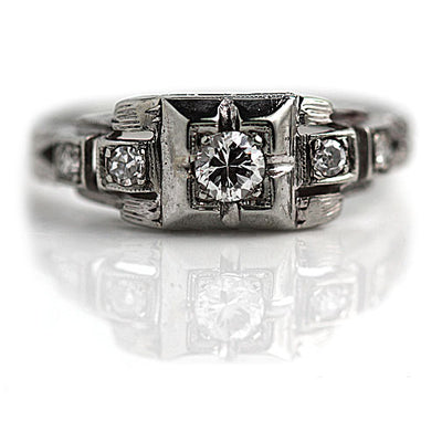 1920s Antique Engagement Ring with Side Diamonds