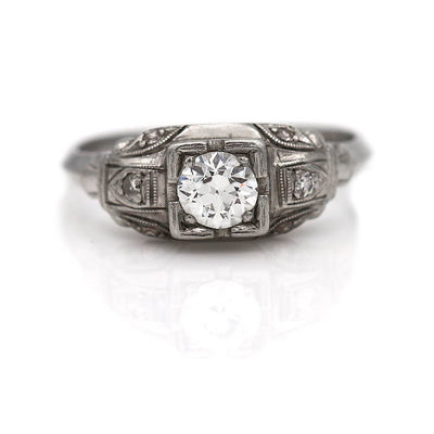 Antique Engagement Ring with Milgrain Engravings