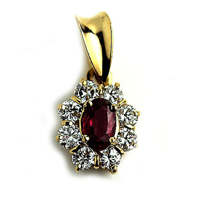 Mid Century Ruby Diamond Pendant - Vintage Diamond Ring