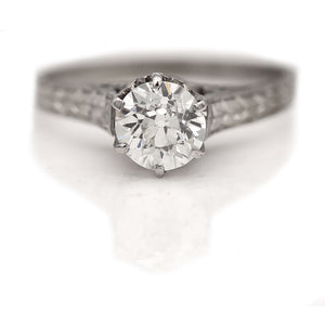 Art Deco .86 CTW Solitaire Old European Cut Diamond Engagement Ring Filigree Engravings GIA I/SI1