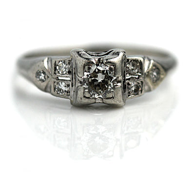 Authentic Antique Square Diamond Engagement Ring