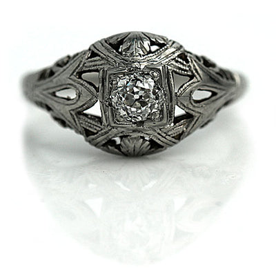 Vintage Open Faced Platinum Engagement Ring