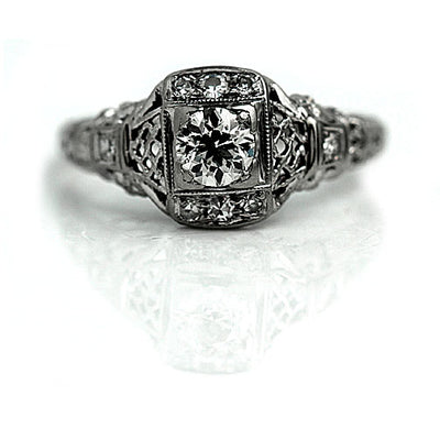 Art Deco Square Set Diamond Engagement Ring