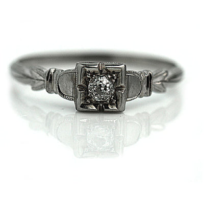 Vintage Square Mine Cut Diamond Engagement Ring